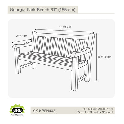 Teak Park Bench Georgia 62" (156 cm)