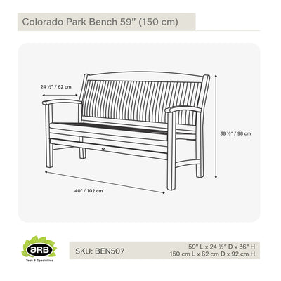 Teak Park Bench Colorado 59" (150 cm)