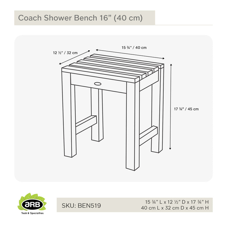 BEN519 - Banco de ducha Coach de 16" (40 cm)