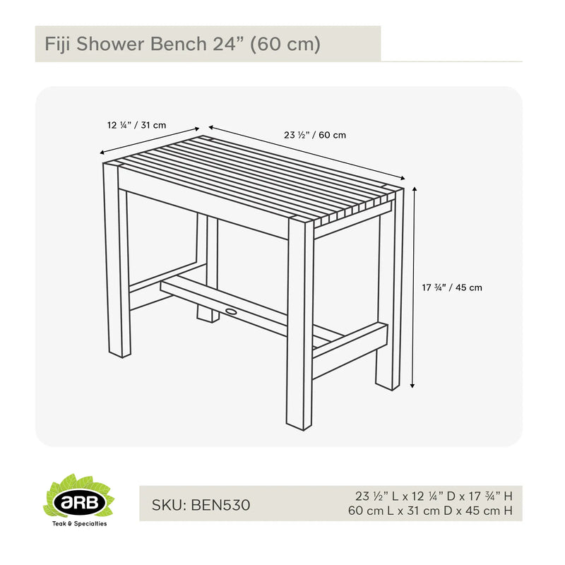 Teak Shower Bench Fiji 24" (60 cm)