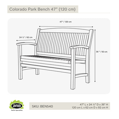 Teak Park Bench Colorado 47" (120 cm)