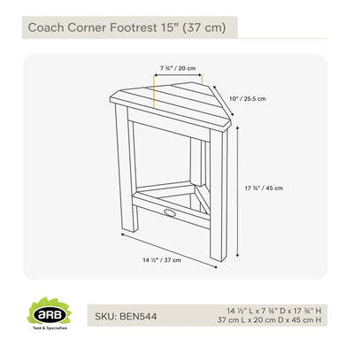 BEN544 - Apoya pies esquinero Coach de 15" (37 cm)