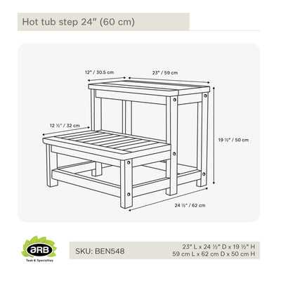 Teak Hot tub step 24" (60 cm)
