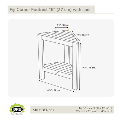 BEN557 - Apoya pies esquinero Fiji de 15" (37 cm) con entrepaño