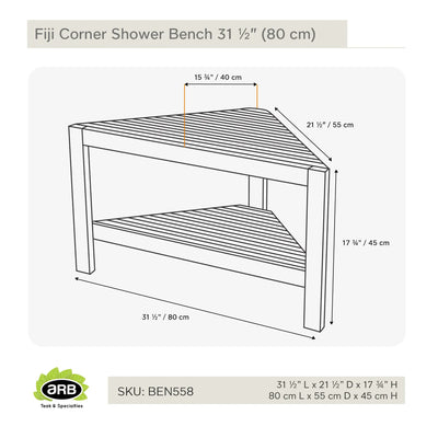 BEN558 - Banco de ducha esquinero Fiji de 31" (80 cm) con entrepaño