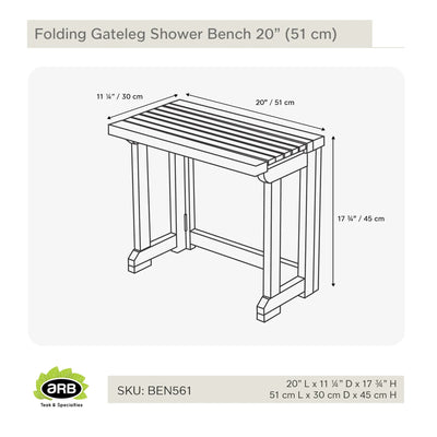 BEN561 - Banco de ducha con patas abatibles de 20" (51 cm)