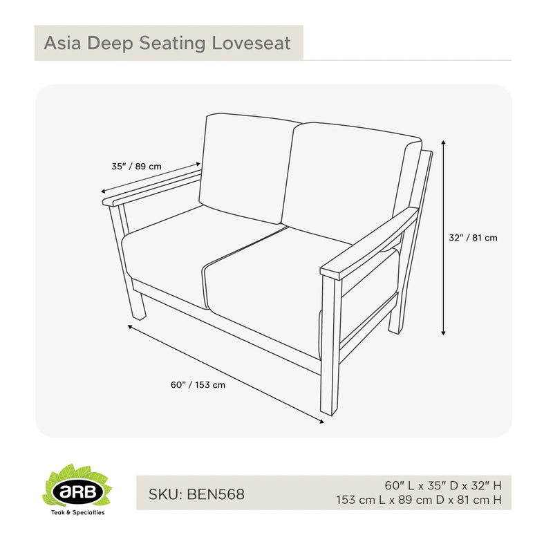 Teak Deep Seating Loveseat Asia