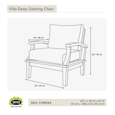 Teak Deep Seating Chair Villa