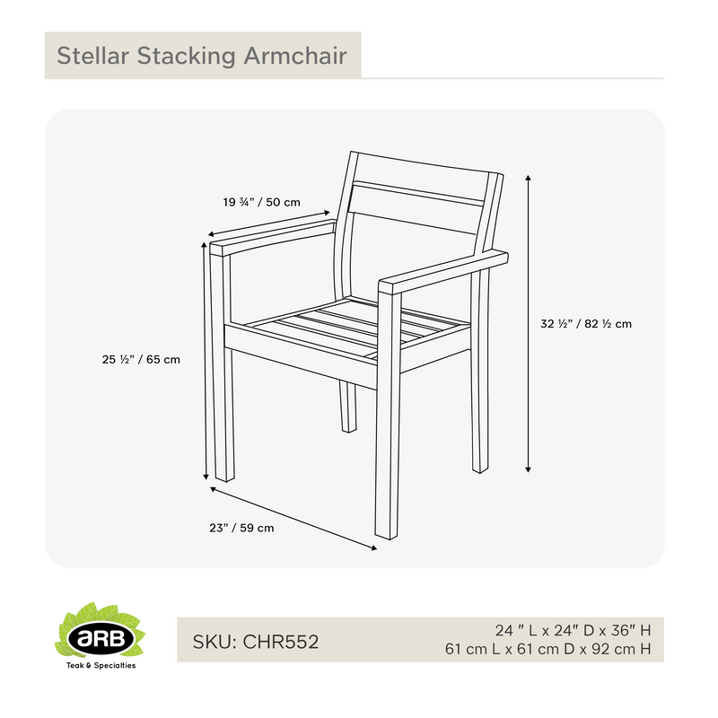 Teak Dining Armchair Stackable Stellar
