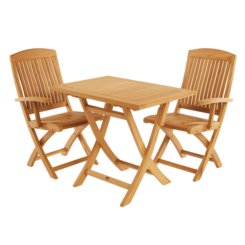 SET568-526 - Asia teak folding table - Rectangular 35" with 2 Colorado folding armchairs