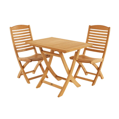 SET568-529 - Asia teak folding table - Rectangular 35" with 2 Manhattan folding chairs