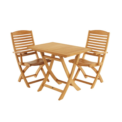 SET568-530 - Asia teak folding table - Rectangular 35" with 2 Manhattan folding armchairs